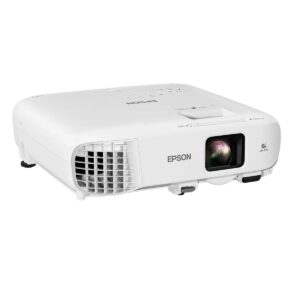 Epson EB-X49 XGA projector front angle showing lens and compact design