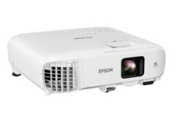 Epson EB-X49 XGA projector front angle showing lens and compact design