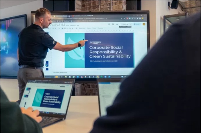 Clevertouch UXPro Edge Boardroom Interactive Display Collaboration Clevertouch UXPro Edge boardroom interactive display meeting collaboration