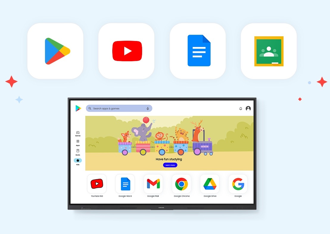 Samsung WAF EDLA Certified Interactive Display Google Services Access Samsung WAF EDLA Google services interactive display Play Store apps