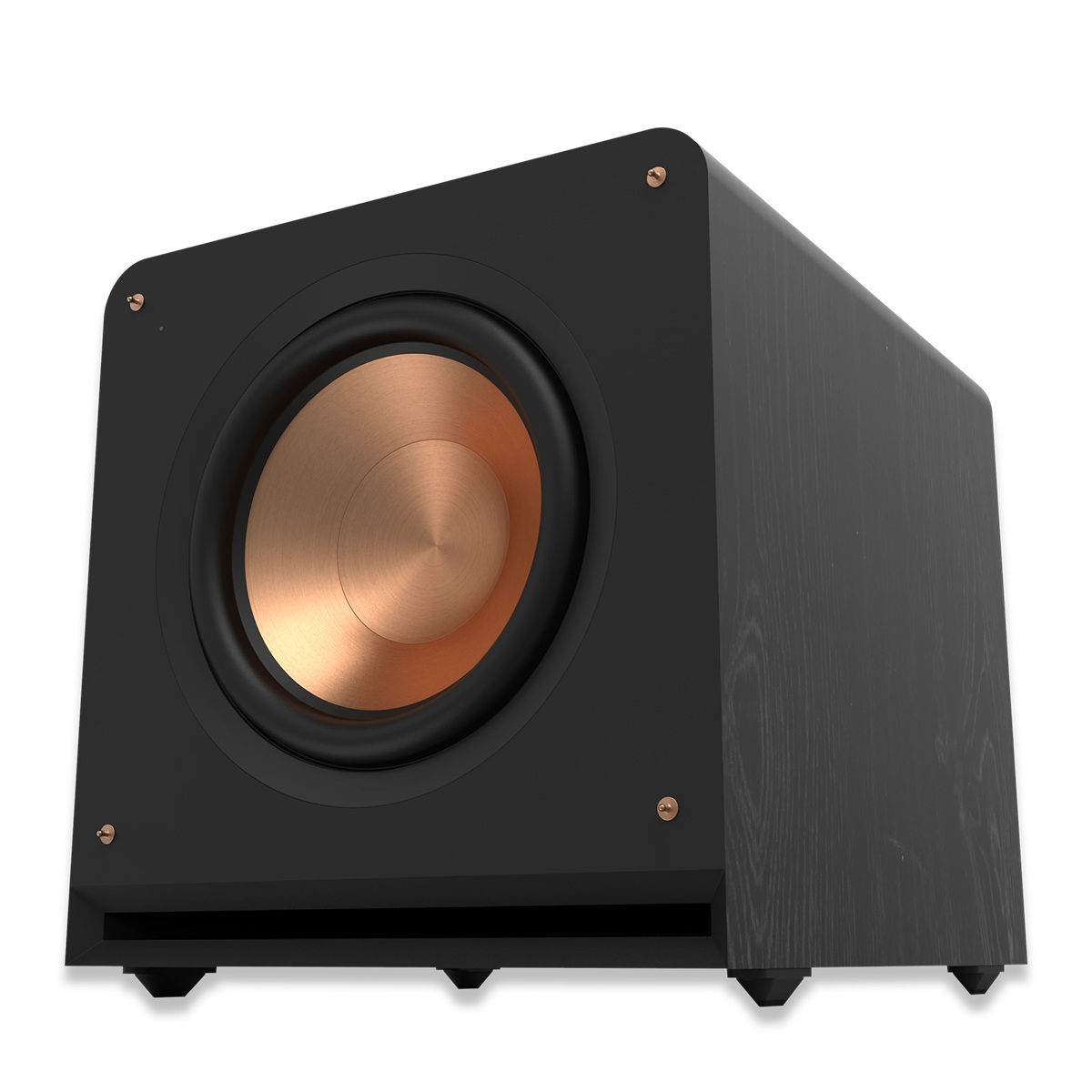 Klipsch RP-1400SW front view without grille showing 14 inch driver