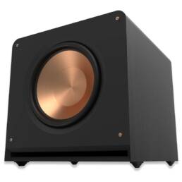 Klipsch RP-1600SW front view without grille showing large 16 inch driver