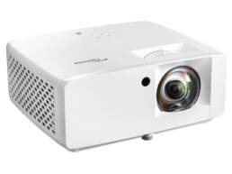 Optoma ZH350ST Full HD short throw laser projector front angle view
