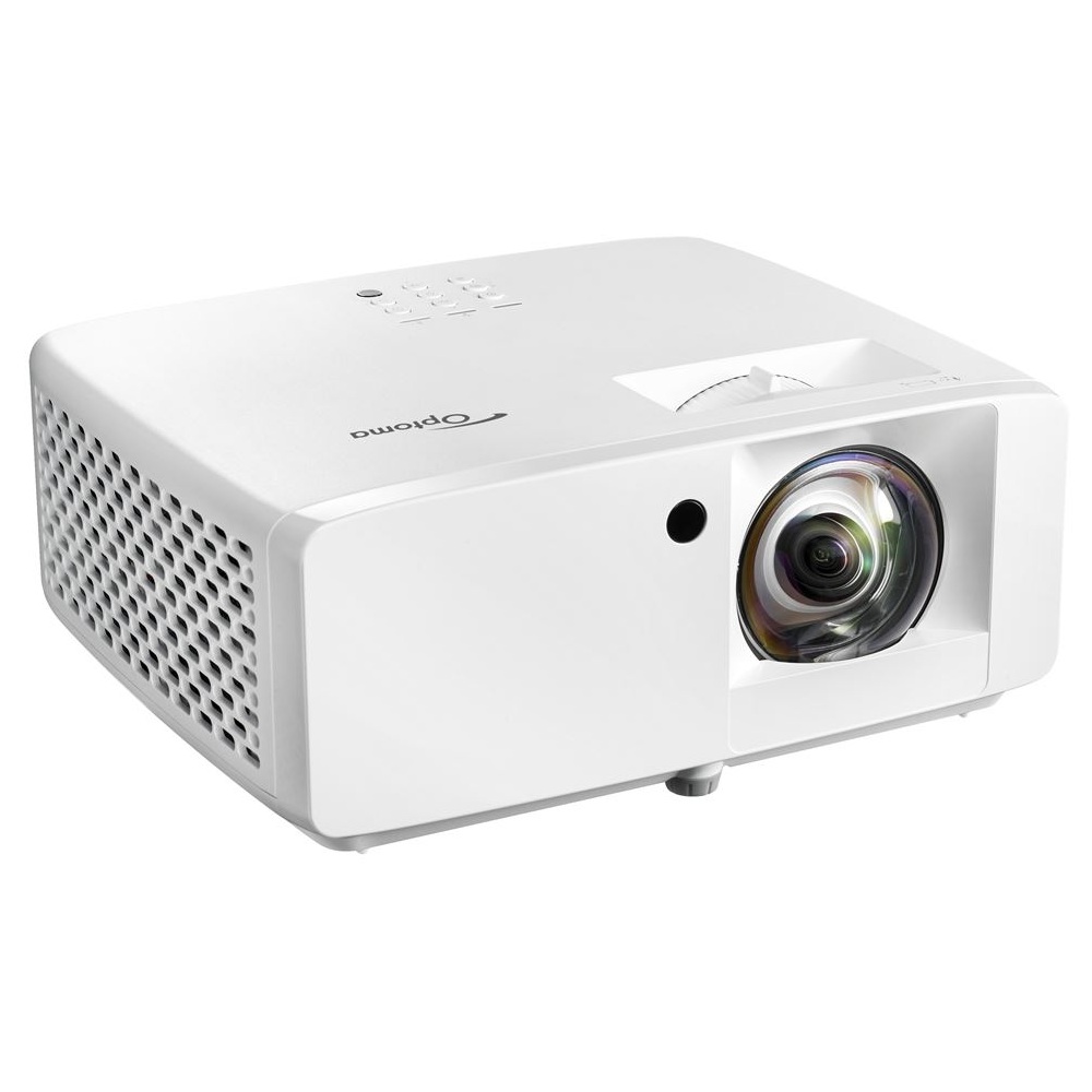 Optoma ZH350ST Full HD short throw laser projector front angle view
